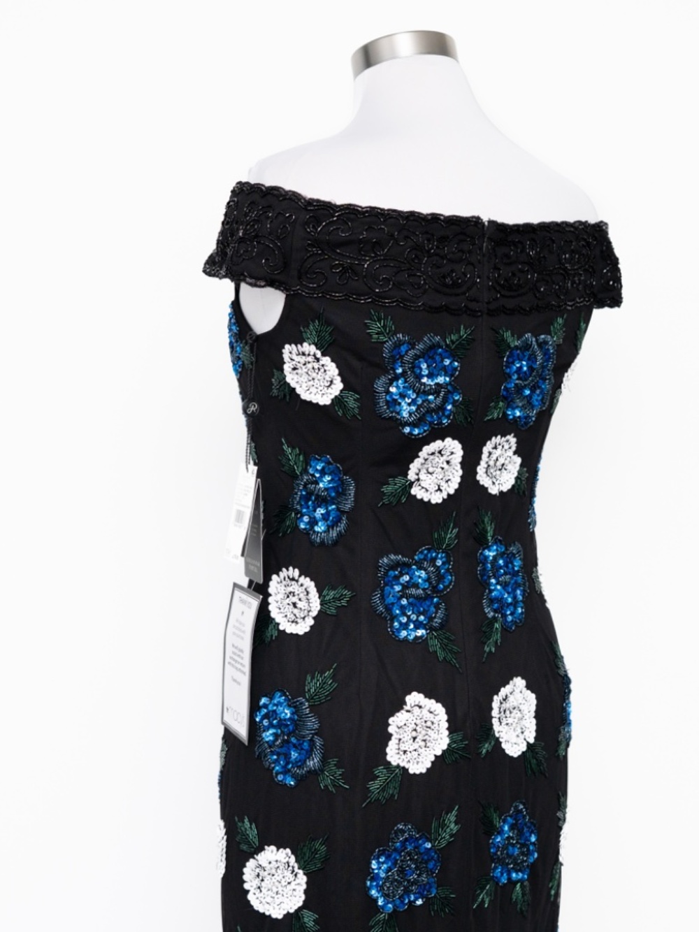 Adrianna Papell - Beaded Off-The-Shoulder Sheath Dress - Picture 10 of 15